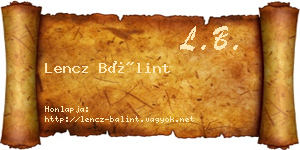 Lencz Bálint névjegykártya