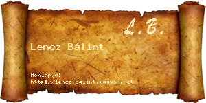 Lencz Bálint névjegykártya